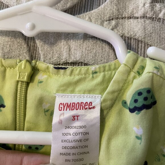 Gymboree Prep Club Green Turtle Print Ribbon Trim Cotton Dress Size 3t Bloomers - Picture 5 of 7